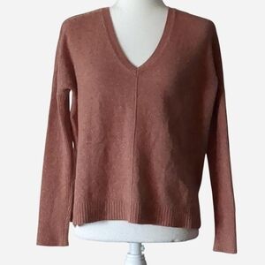 Lilla P 100% Cashmere V-Neck Sweater - Dusty Rose Mauve Size M
